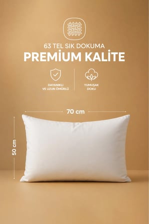 Pamuklu Fermuarlı İç Yastık Kılıfı Beyaz 50 x 70 cm