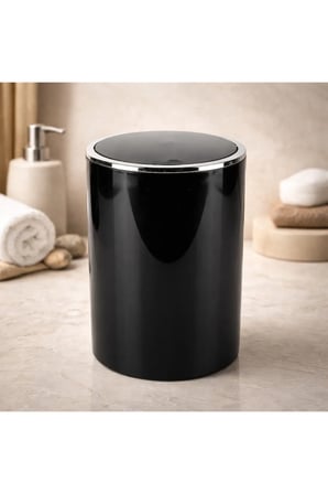 Lenox 6 Litre Siyah Çöp Kovası Lenox Parlak Gövde & Krom Detay