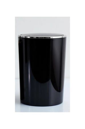 Lenox 6 Litre Siyah Çöp Kovası Lenox Parlak Gövde & Krom Detay