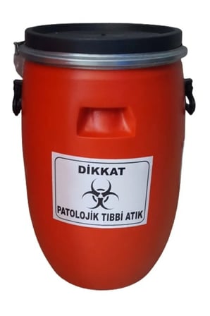 Patolojik Atık Fıçısı Çember Kapaklı Fıçı 60 Lt Kırmızı