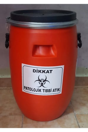 Patolojik Atık Fıçısı Çember Kapaklı Fıçı 60 Lt Kırmızı