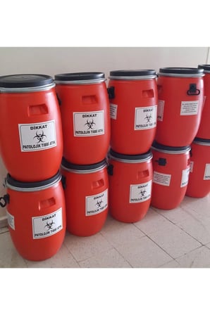 Patolojik Atık Fıçısı Çember Kapaklı Fıçı 60 Lt Kırmızı