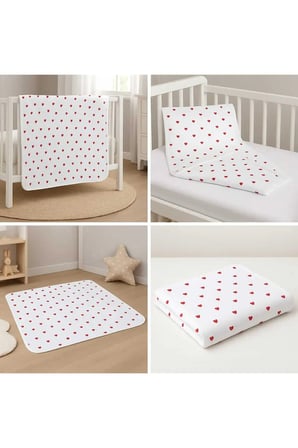 Unisex Bebek Battaniyesi – Kalpli Çift Katlı Raporlu %100 Pamuk, 80×90 cm
