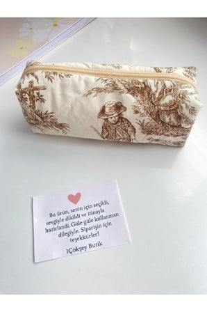Vintage desenli yumuşak dokulu kalem kutusu, astarlı, şık ve kullanışlı