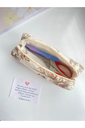 Vintage desenli yumuşak dokulu kalem kutusu, astarlı, şık ve kullanışlı