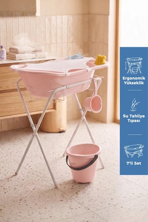 Ayaklı Banyo Küvet Seti 7 Parça Pembe