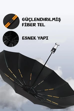 10 Tel Aç Kapa Rüzgarda Kırılmaz Fiber Şemsiye