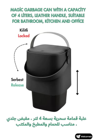 4 Litre Sihirli Çöp Kovası Tutma Saplı İç Kovalı Tezgah Üstü Mutfak Banyo O