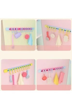 10 Kancalı Raylı Mutfak Banyo Düzenleyici Askı 30 cm
