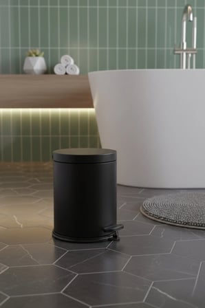 3 Litre Siyah Çöp Kovası Tuvalet Banyo Balkon Mutfak Pedallı Kovalı Çöp Kov
