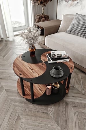 YİN YANG UNITY SERENITY ORTA SEHPA SİYAH CEVİZ 70 CM