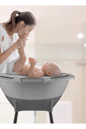 Yeni Nesil Elegant Su Tahliyeli Giderli Ayaklı Bebek Küveti Soft Gri