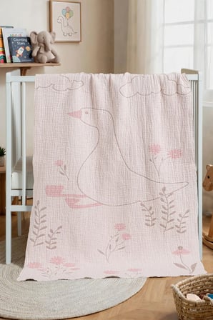 Dört Kat Desenli Müslin Bebek&Çocuk Battaniyesi 80X140 Cm | %100 Pamuk, İçi