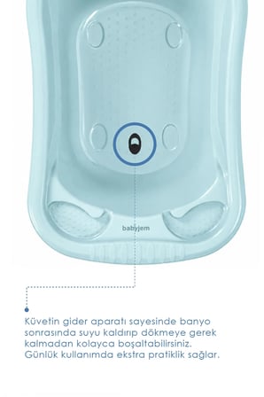 5 Parça Bebek Banyo Küvet Seti Soft Mavi