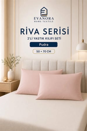 Riva Serisi Pudra 2'li Yastık Kılıfı Seti 50 x 70 cm