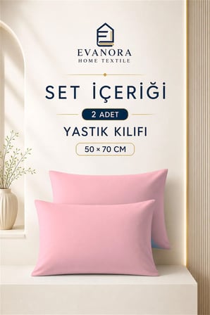 Riva Serisi Pudra 2'li Yastık Kılıfı Seti 50 x 70 cm