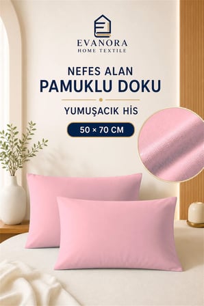 Riva Serisi Pudra 2'li Yastık Kılıfı Seti 50 x 70 cm