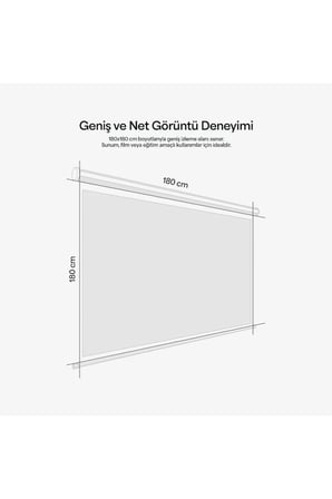 180x180cm Siyah Arkası Storlu Projeksiyon Perdesi
