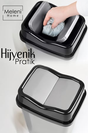 10 Litre Çift Kapaklı Plastik Çöp Kovası - Ev Ofis Banyo Mutfak Çöp Kovası
