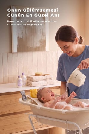 Ayaklı Bebek Banyo Küvet Seti 7 Parça Kum Beji