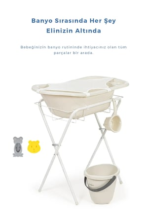Ayaklı Bebek Banyo Küvet Seti 7 Parça Kum Beji