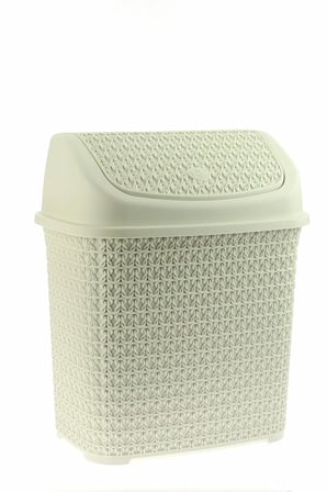 Krem Örgü Desenli 10 Litre Klik Çöp Kovası