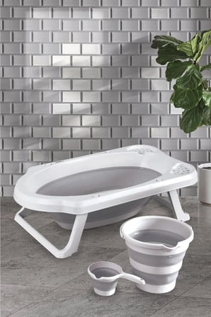 Gri Katlanır Banyo Seti