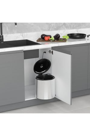Starax S-2251 Kapağa Monte Dolap Içi Tezgah Altı Çöp Kovası Paslanmaz Gövde