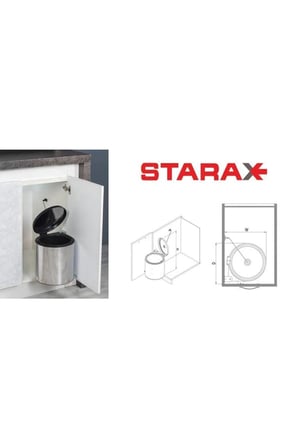 Starax S-2251 Kapağa Monte Dolap Içi Tezgah Altı Çöp Kovası Paslanmaz Gövde