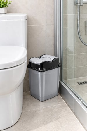 9 Litre Çift Kapaklı Girdap Çöp Kovası - Mutfak Banyo Ofis Çöp Kutusu