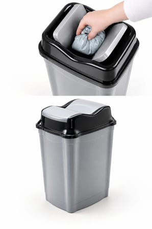9 Litre Çift Kapaklı Girdap Çöp Kovası - Mutfak Banyo Ofis Çöp Kutusu