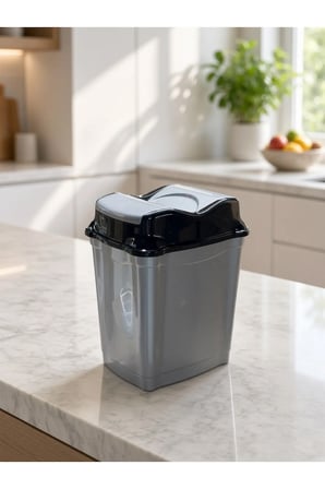 9 Litre Çift Kapaklı Girdap Çöp Kovası - Mutfak Banyo Ofis Çöp Kutusu