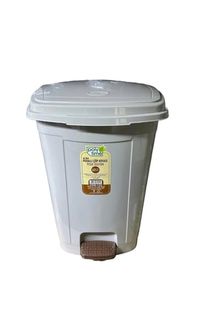 Pedallı Basmalı Çöp Kutusu Kovası / Çıkarılabilir İç Kovalı / Krem / 32 Lit
