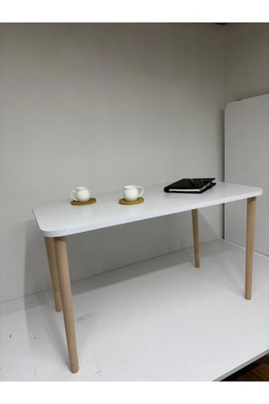 ZION Serisi – Beyaz Orta Sehpa 50×90 cm 1. Sınıf MDF Tabla Masif Gürgen Aya