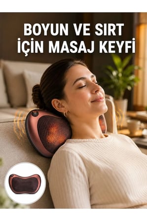 Derin Yoğurma Masaj Yastığı, Isıtma Özellikli, Priz ve Çakmak Girişli