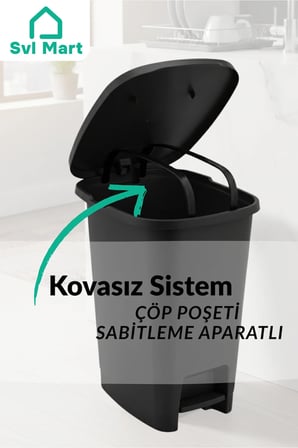 25 Litre Slim & Pedallı Plastik Çöp Kovası Çöp Kutusu İç Kovasız Sistem