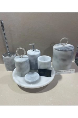Mermer Top Ayaklı 7 Parça Banyo Seti