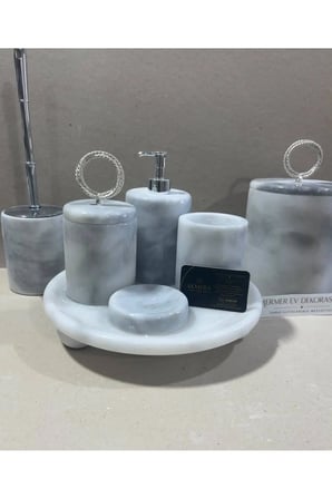 Mermer Top Ayaklı 7 Parça Banyo Seti