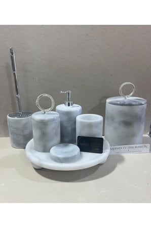Mermer Top Ayaklı 7 Parça Banyo Seti