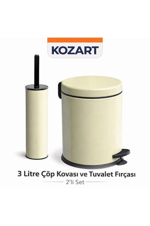 Pembe 3 Litre Çöp Kovası Ve Wc Fırça 2'li Set Banyo Seti