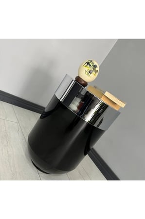 Dekoratif Krom Darbuka Parlak Siyah Sehpa 60cm