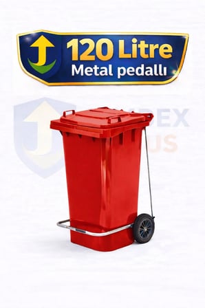 Plastik Metal Pedallı Çöp Konteyneri 120 Litre Konteyner - Isıya Dayanıklı