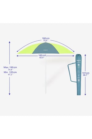 SPF50+ 2 Kişilik Plaj Şemsiyesi Mavi/Sarı
