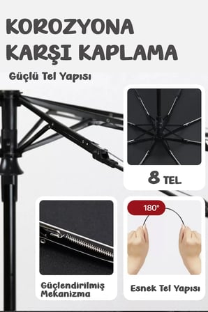 8 Tel Tam Otomatik Çanta Boy Şemsiye