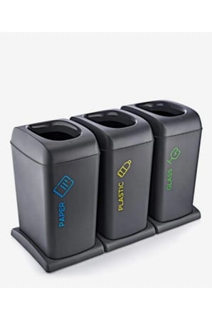 Soft Tekerlekli Plastik-kağıt-cam Geri Dönüşüm Kutusu 40 Litre