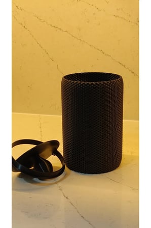 Modern Geometrik Dokulu Masaüstü Çöp Kovası - 18 cm Siyah