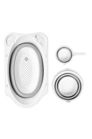 Fileli Katlanabılır Banyo Seti Gri 5li