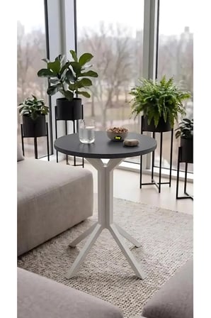 Yıldız Yuvarlak Antrasit Gri 50 cm Balkon Masası Yan Sehpa Mutfak