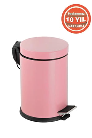 Paslanmaz Çelik 12 Litre Pedallı Banyo Çöp Kovası Pembe