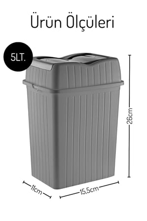 5Lt. Çift Kapaklı Çöp Kovası, Mutfak ve Banyo İçin Çöp Kutusu